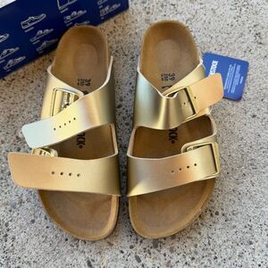 Birkenstock Arizona Gold Sandals Unisex Size 39 narrow